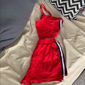 Cute red shirt and shorts set!